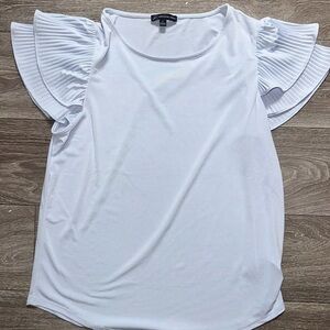 Adrianna Papell White Flutter Sleeve Blouse